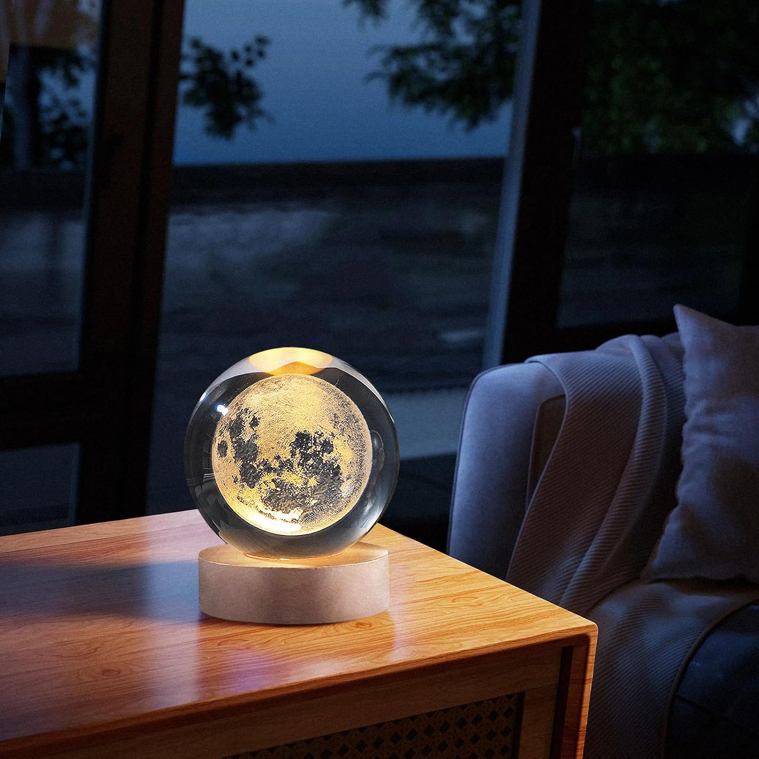 3D Galaxy Crystal Ball Night Light (Moon)