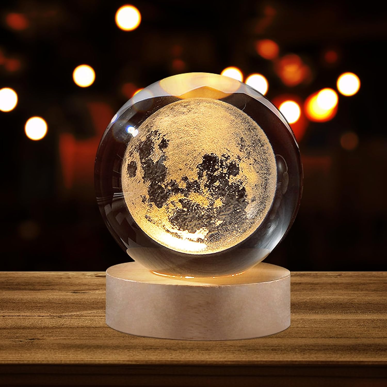 3D Galaxy Crystal Ball Night Light (Moon)